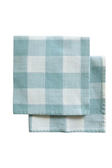 KARIERTE BAUMWOLLSERVIETTEN (2ER-PACK) - Blau von Zara