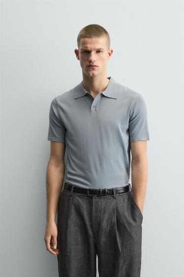 POLO REGULAR FIT ESTRUCTURA - Azul lavado de Zara