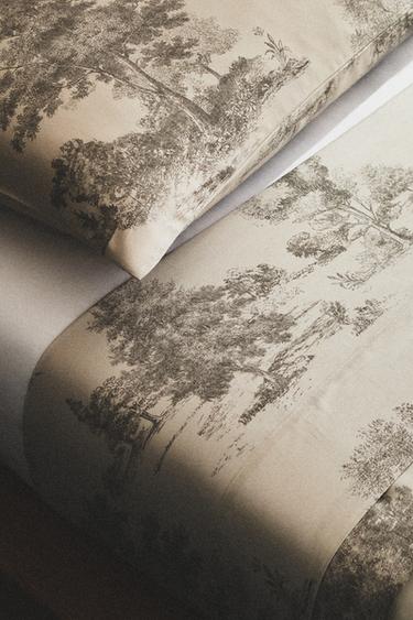 TOILE DE JOUY SATEEN FLAT SHEET - Light grey by Zara - Image 4