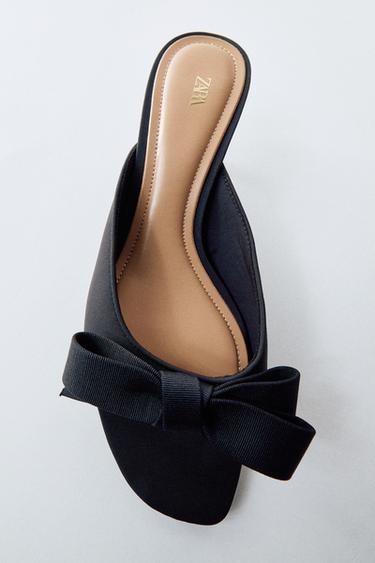 SANDALES À TALONS AVEC NŒUD - Noir de Zara