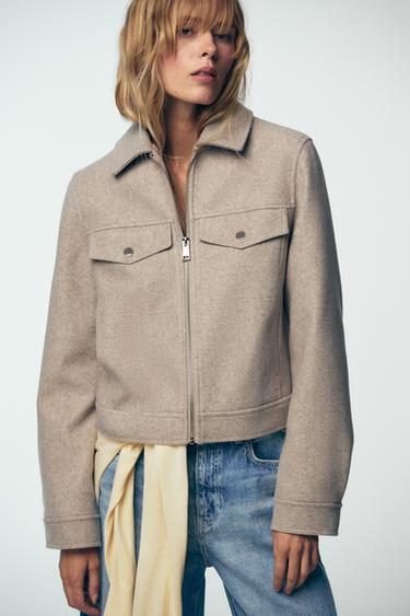 SOFT ZIP-UP JACKET - Beige by Zara