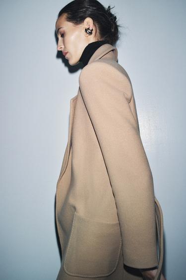 WOOL BLEND BELTED COAT ZW COLLECTION - camel by Zara - Image 3