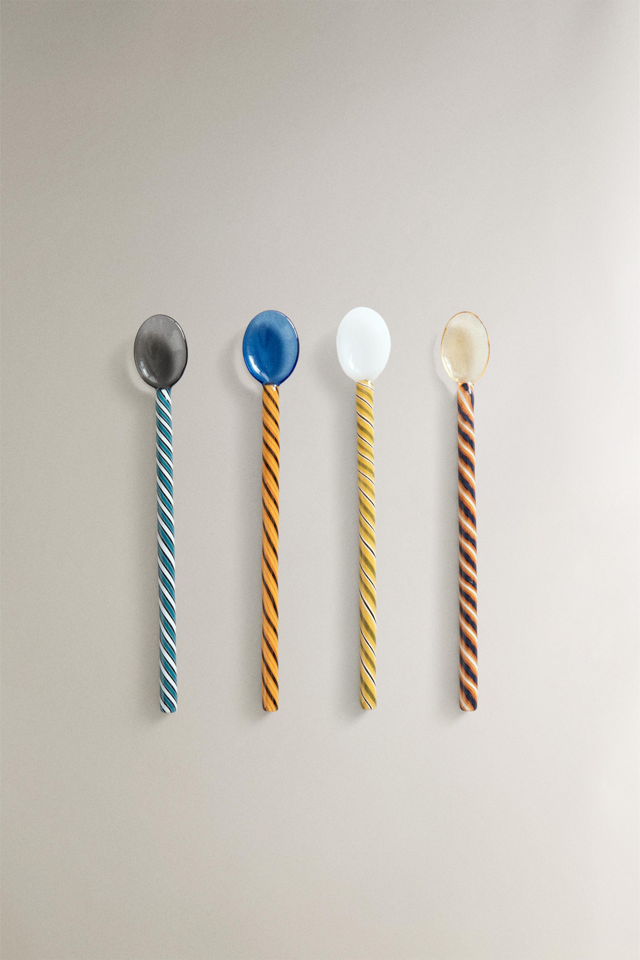 Mary's - Set Da 4 Cucchiaini Misurini In Ceramica Colorata - Cucchiaio, Cucchiaino, 1/2 E 1/4 - Eleganti E Decorativi Per La Cucina