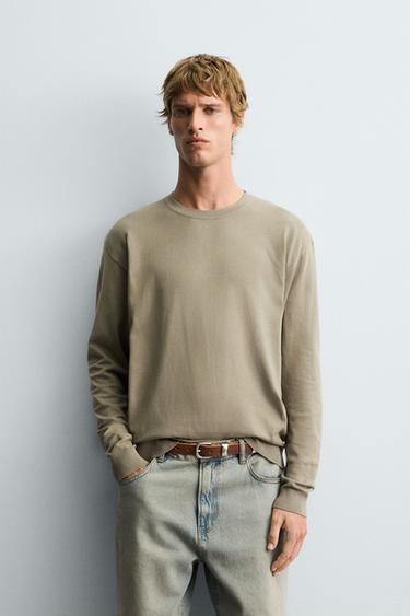TEXTURED REGULAR FIT SWEATER - SMOKED TOFU by Zara