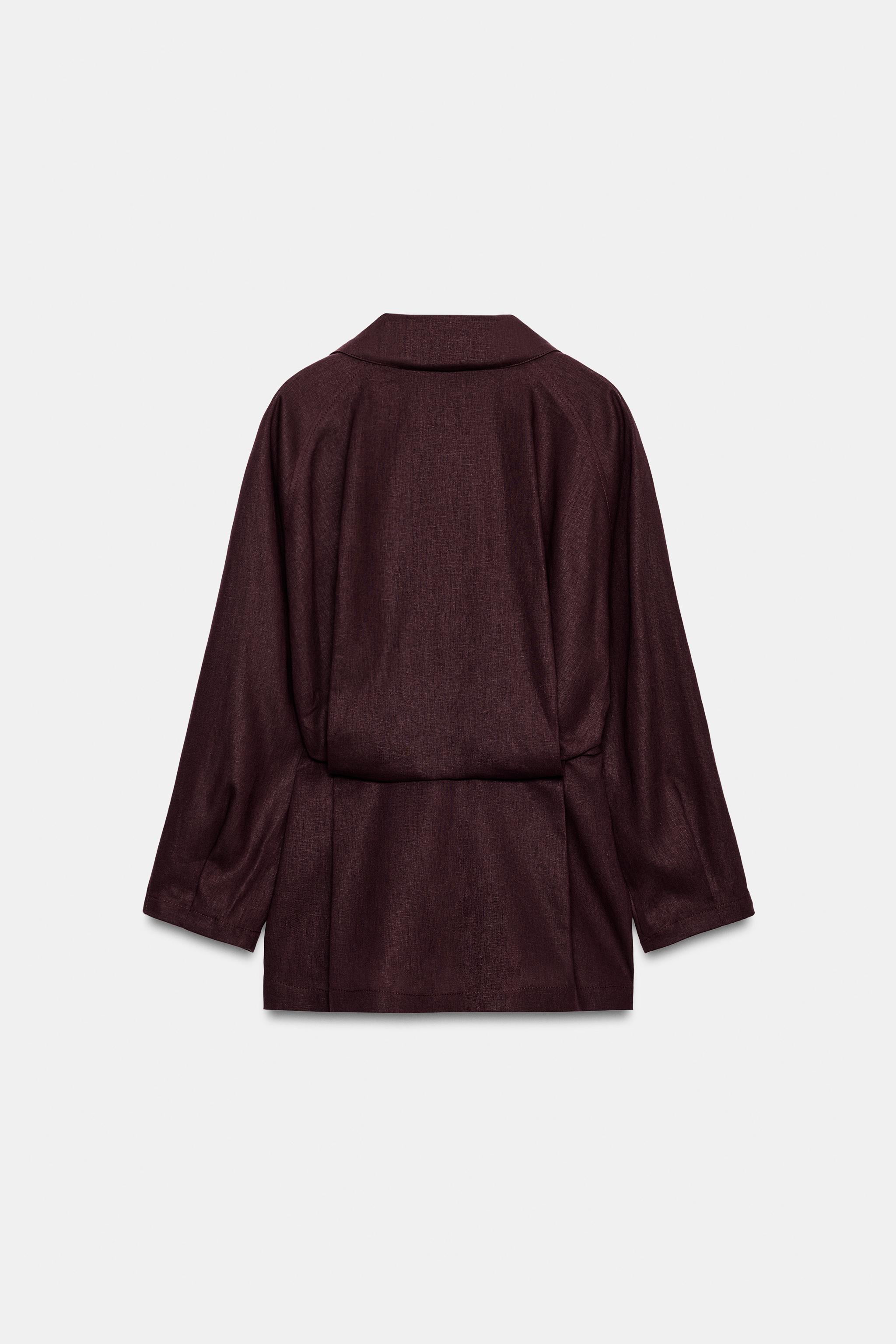 LINEN BLEND BACK PLEAT JACKET