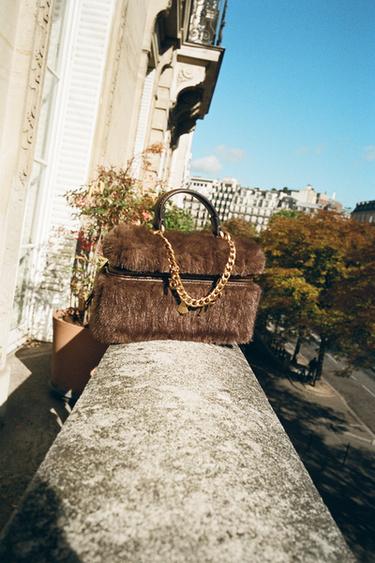 SAC RIGIDE EFFET FOURRURE - Marron de Zara - Image 1