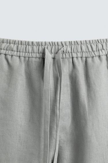 100% LINEN RELAXED FIT TROUSERS - Light grey by Zara - Image 8