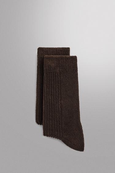 RIBBED SOCKS 2-PACK — Brown 2