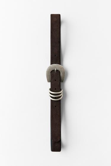 100% SUEDE LEATHER BELT WITH TRIPLE LOOP - Brown by Zara