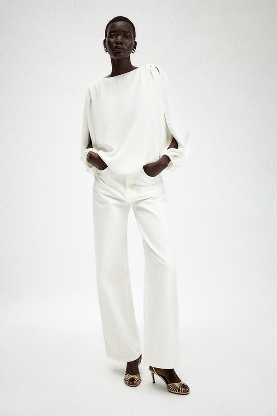 CAMISA FLUIDA ABERTURAS - Blanco roto de Zara - Imagen 0