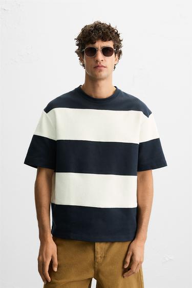 SUDADERA RAYAS CONTRASTE - Crudo / Marino de Zara