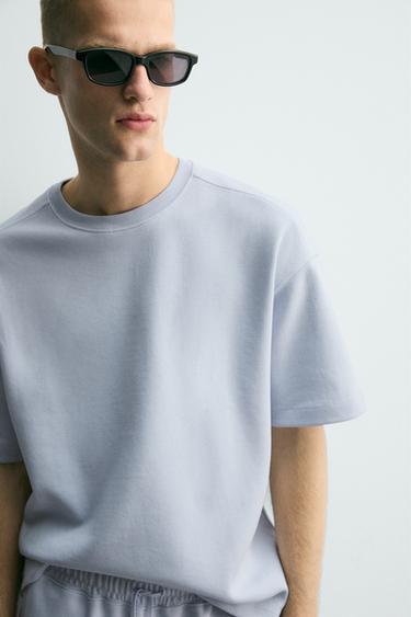 SWEAT COUPE RELAXED INTERLOCK - Bleu ciel de Zara - Image 4