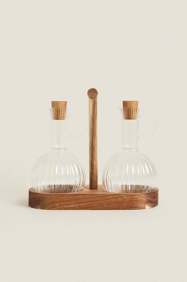 Zara BOROSILICATE GLASS AND WOOD CRUET SET - 990
