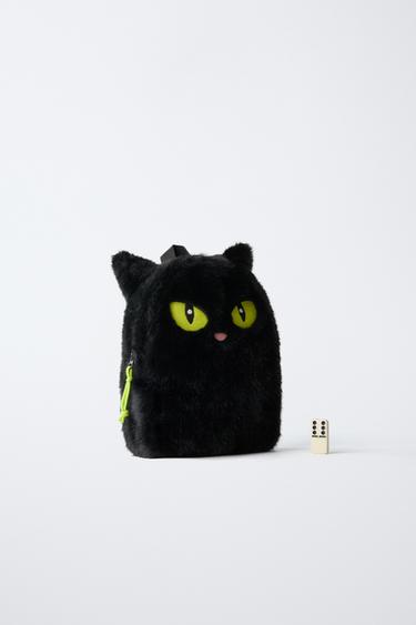HALLOWEEN SHEEPSKIN CAT BACKPACK - Black by Zara - Image 5