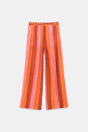 PANTALON LARGE À RAYURES - Multicolore de Zara - Image 7