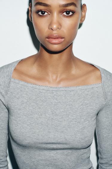 CAMISETA ALGODÓN MODAL - Gris vigoré de Zara