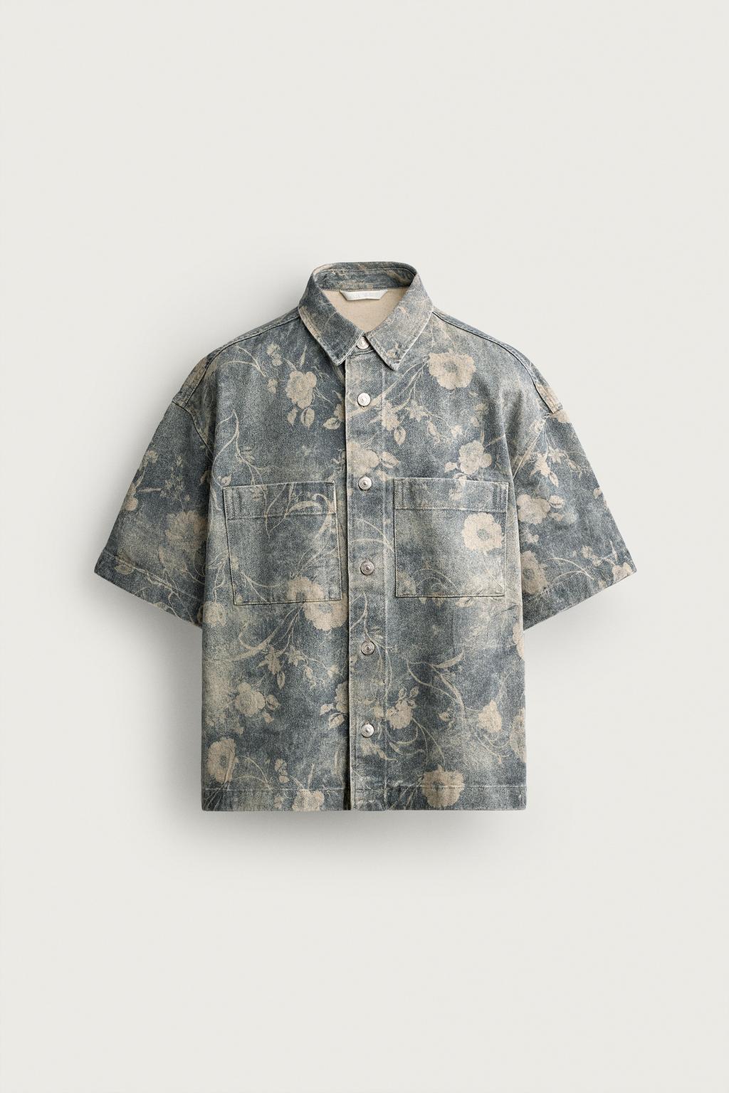 RELAXED FIT WASHED FLORAL PRINT SHIRT