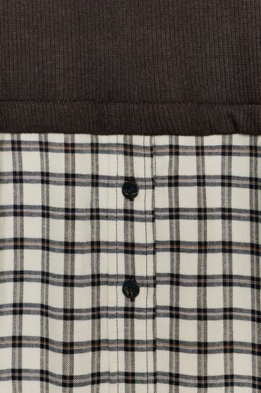T-SHIRT COMBINÉ À CARREAUX - Marron de Zara - Image 11