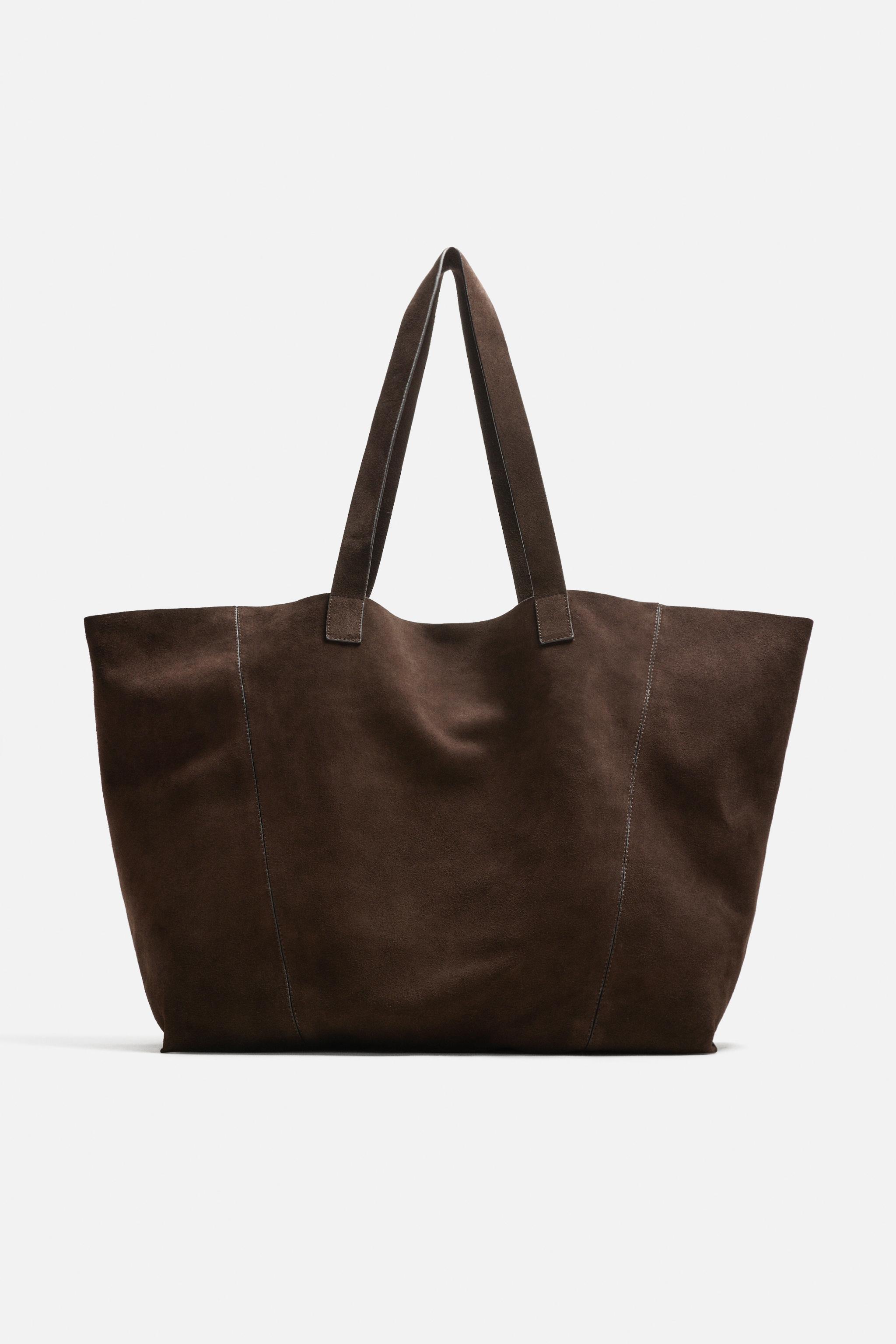 LEATHER SHOPPER BAG Caramel Brown ZARA Canada - Main Image