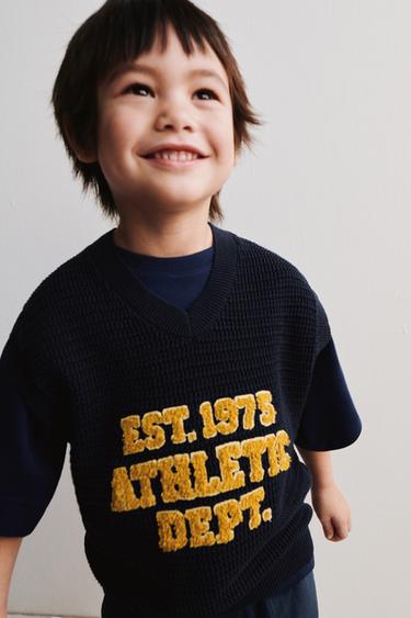 KNIT VEST WITH TEXTURED PATCHES - navy by Zara