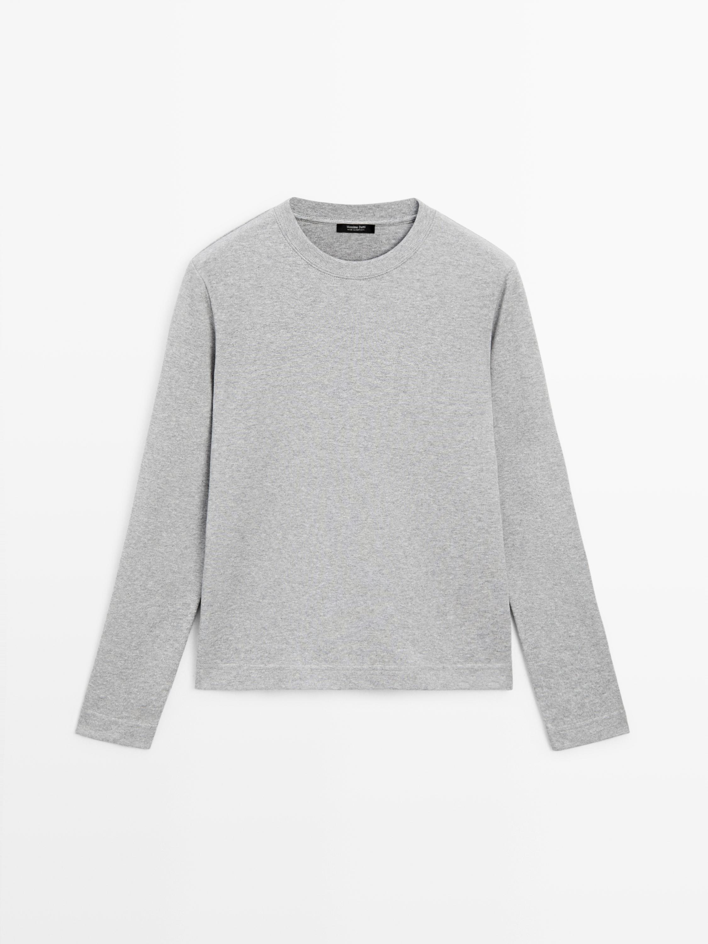 ⚠️ZARAページ⚠️ 100% cotton interlock long sleeve T-shirt - Oyster-white | ZARA