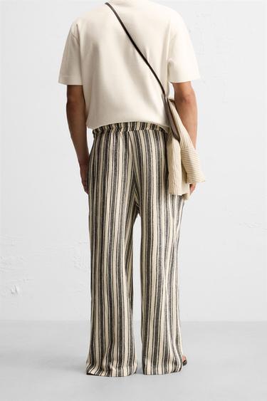 STRIPED JACQUARD TROUSERS - White / Navy by Zara - Image 2