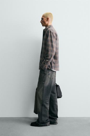 RELAXED FIT CHECK SHIRT - Grey marl by Zara - Image 3