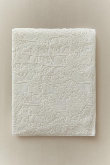 FLORAL JACQUARD BATH TOWEL - Oyster-white by Zara