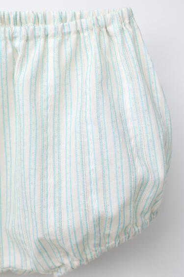 STRIPED JACQUARD SHIRT AND BLOOMERS SET - Ecru / Blue by Zara - Image 3