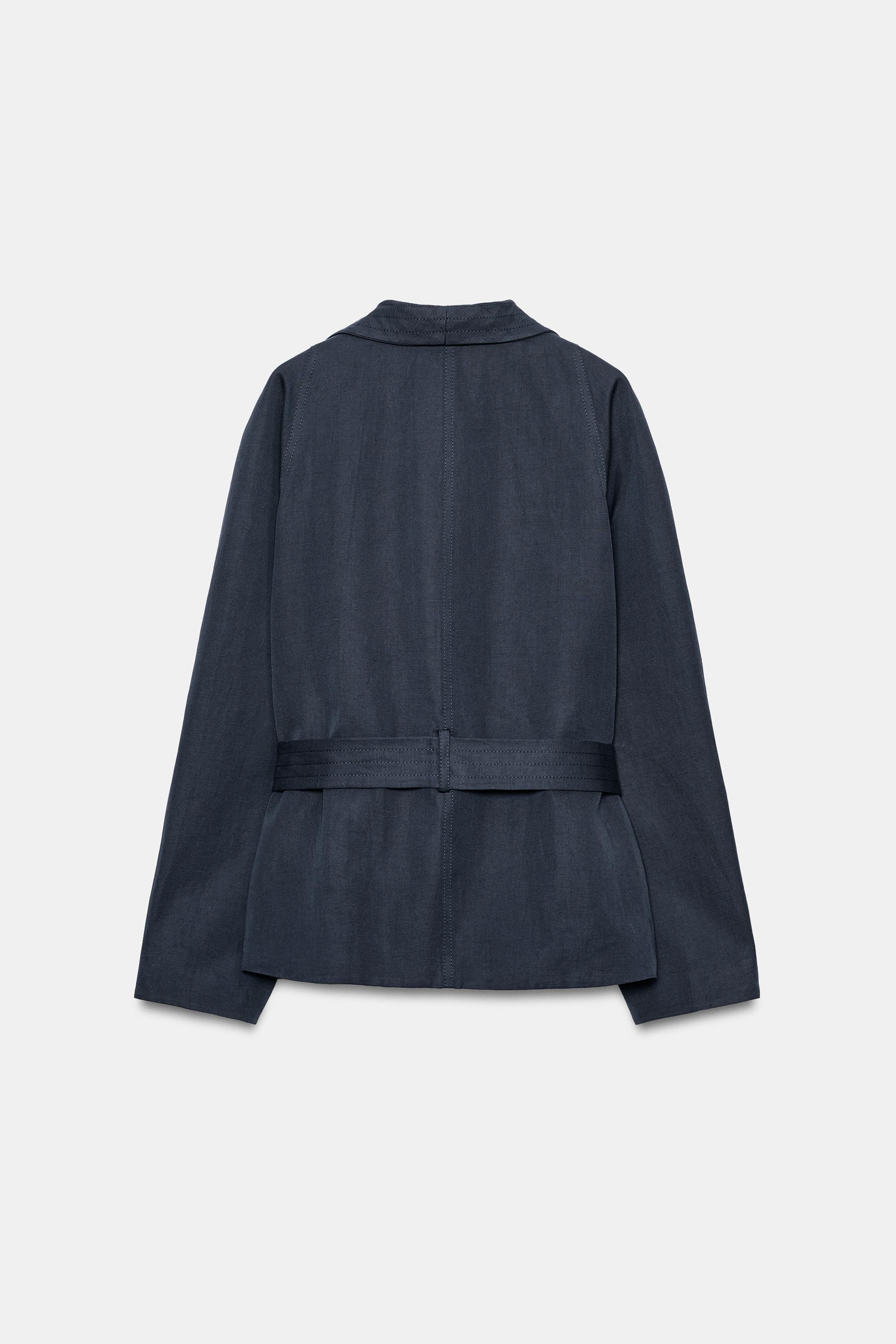 Zara ZW COLLECTION LINEN BELTED BLAZER — фото 8
