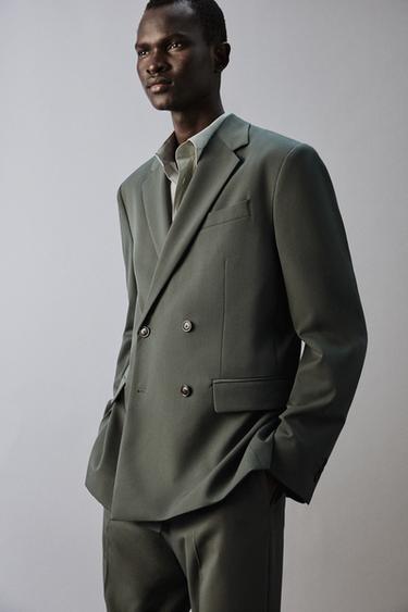 VESTE DE COSTUME CROISÉE CONFORT - Vert de Zara - Image 4