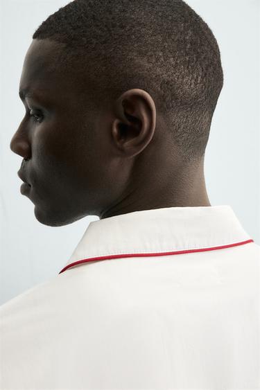 PYJAMA SET WITH CONTRAST PIPING - White by Zara - Image 8