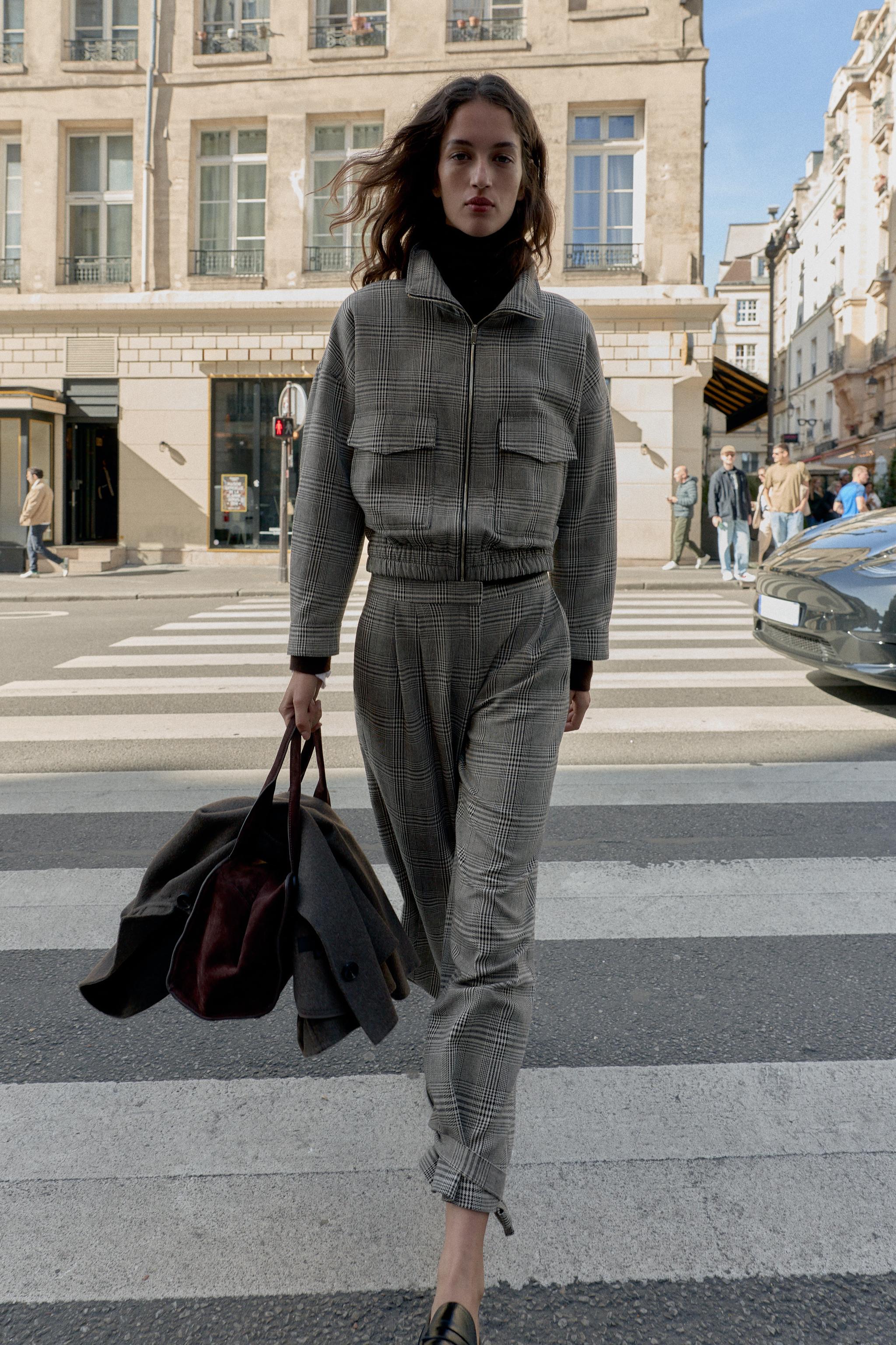 HOUNDSTOOTH PANTS WITH BOW HEM