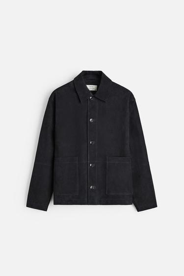 CAZADORA PIEL ANTE - Marino de Zara