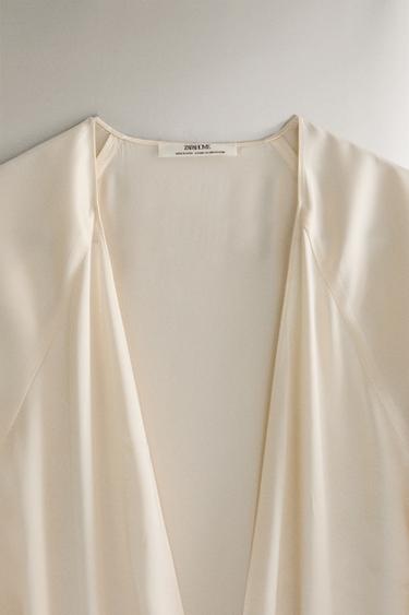 ROBE DE CHAMBRE SOIE BEIGE - Écru de Zara - Image 2