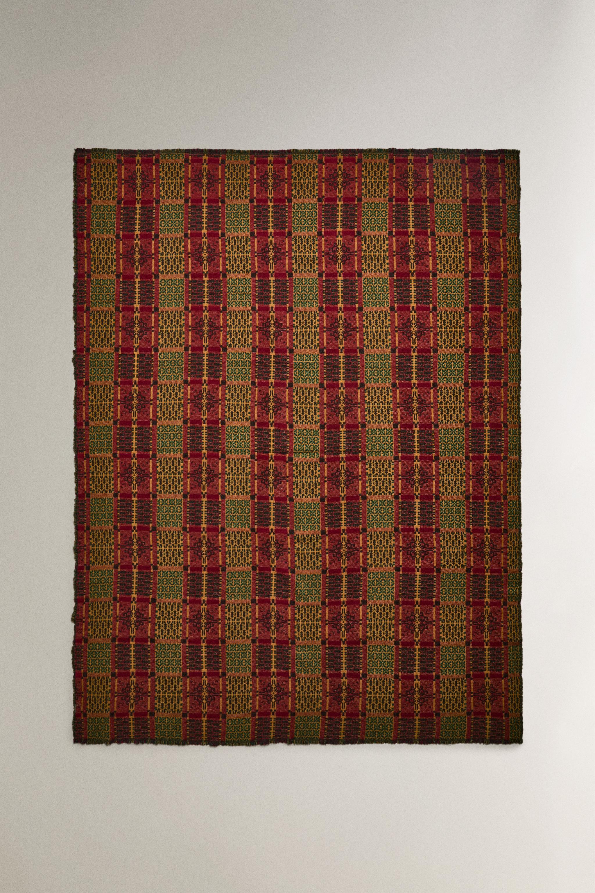 ジオメトリック クリスマス ニット ブランケット - ダークグリーン