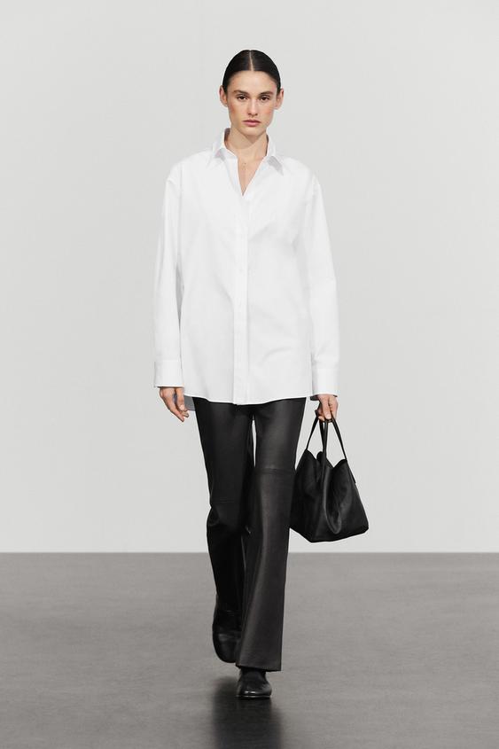 Camisa oversize popelín 100% algodón - Blanco de Zara - Imagen 0