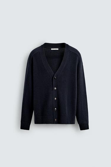 WOOL AND CASHMERE CARDIGAN - Navy blue by Zara