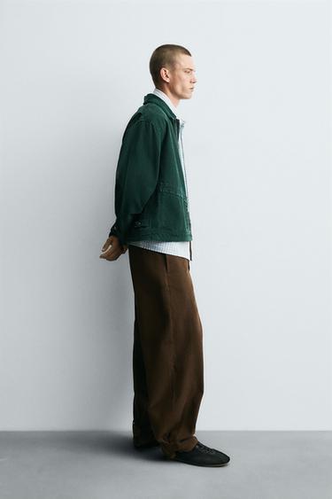 CROPPED FIT DENIM JACKET - Green by Zara - Image 3
