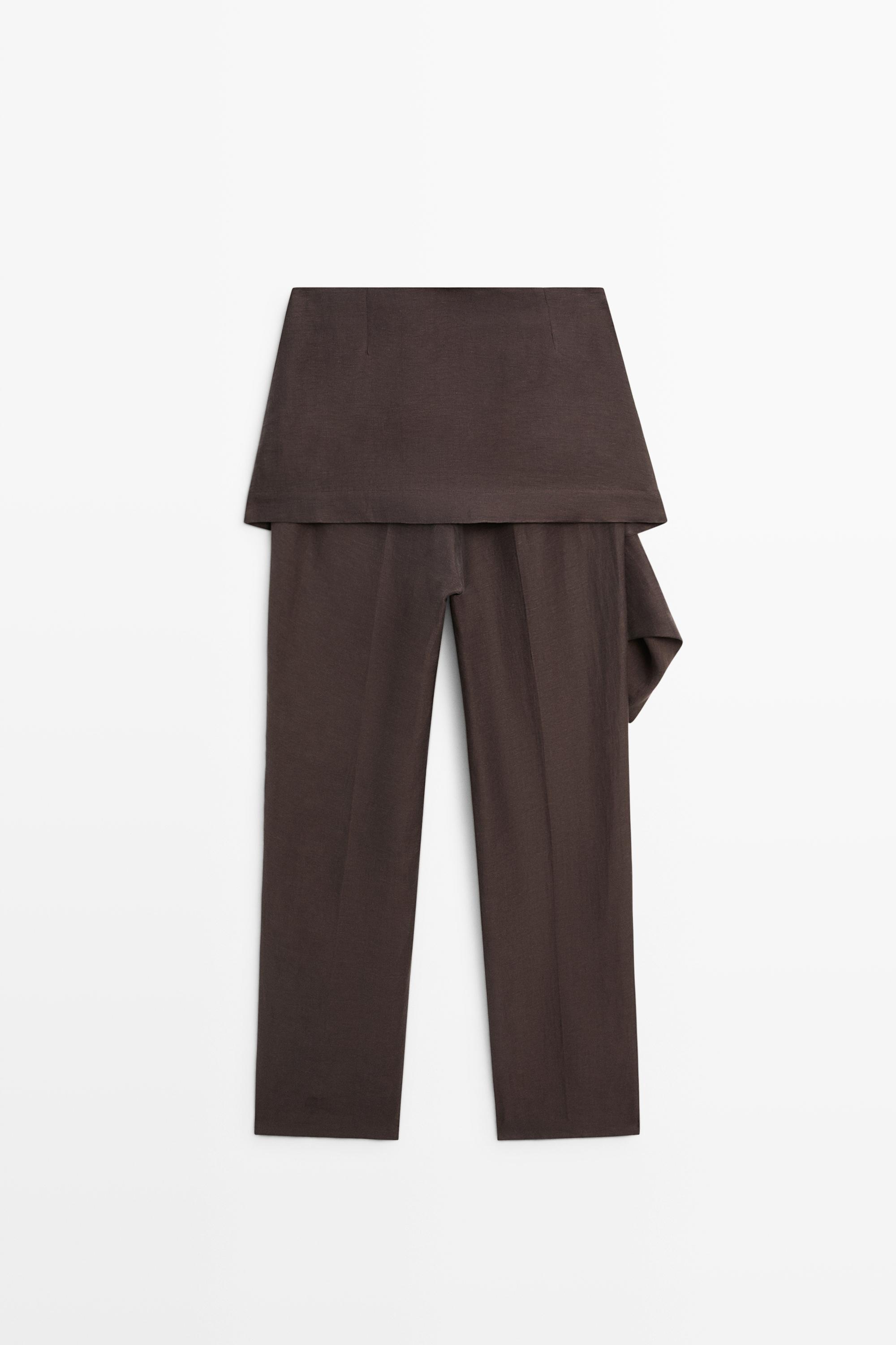 Pantalon détail jupe en lin