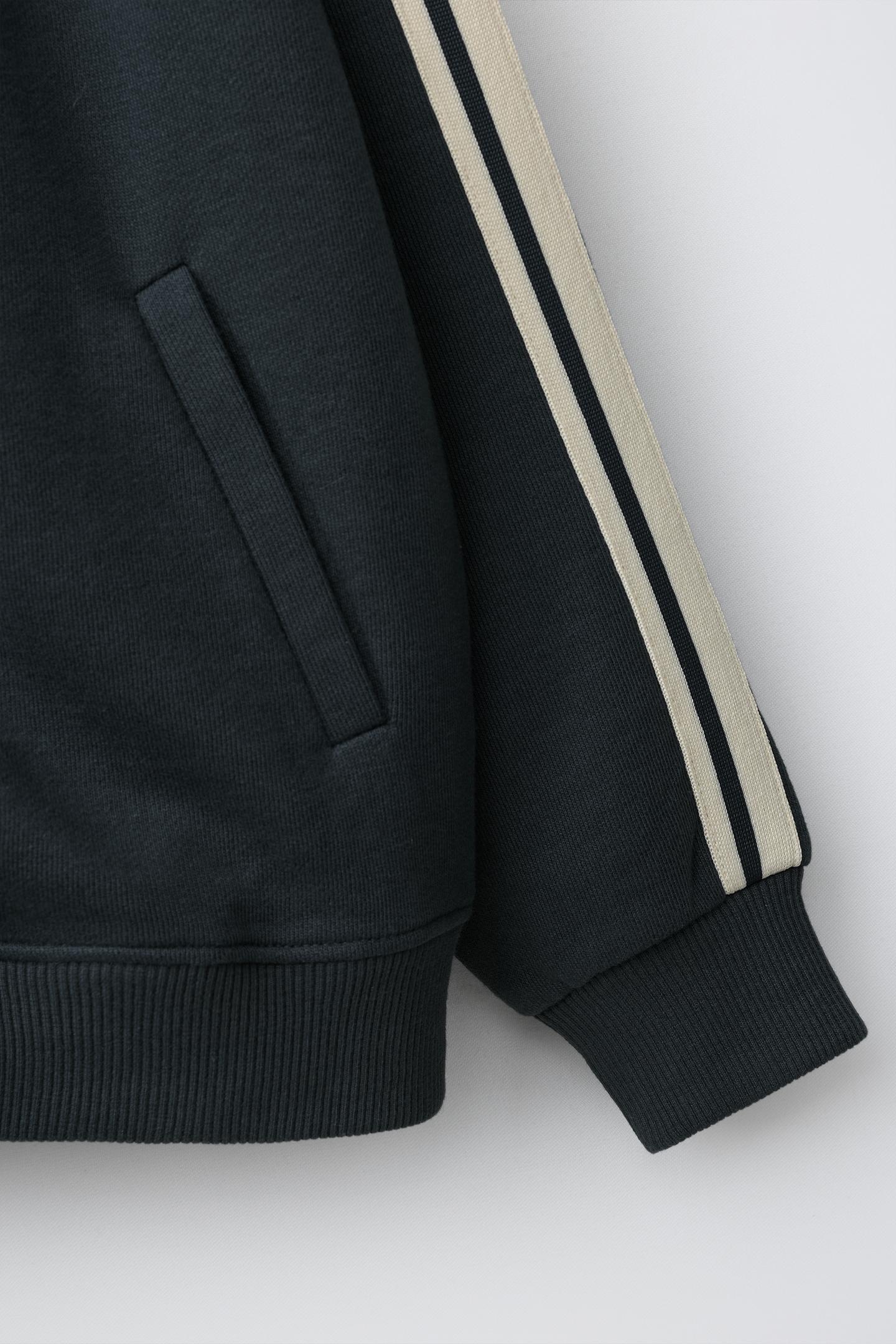 Детский комплект Zara Zip Sweatshirt and Wide Leg Pants Set with Contrast Stripes, цвет: Синий — фото 10