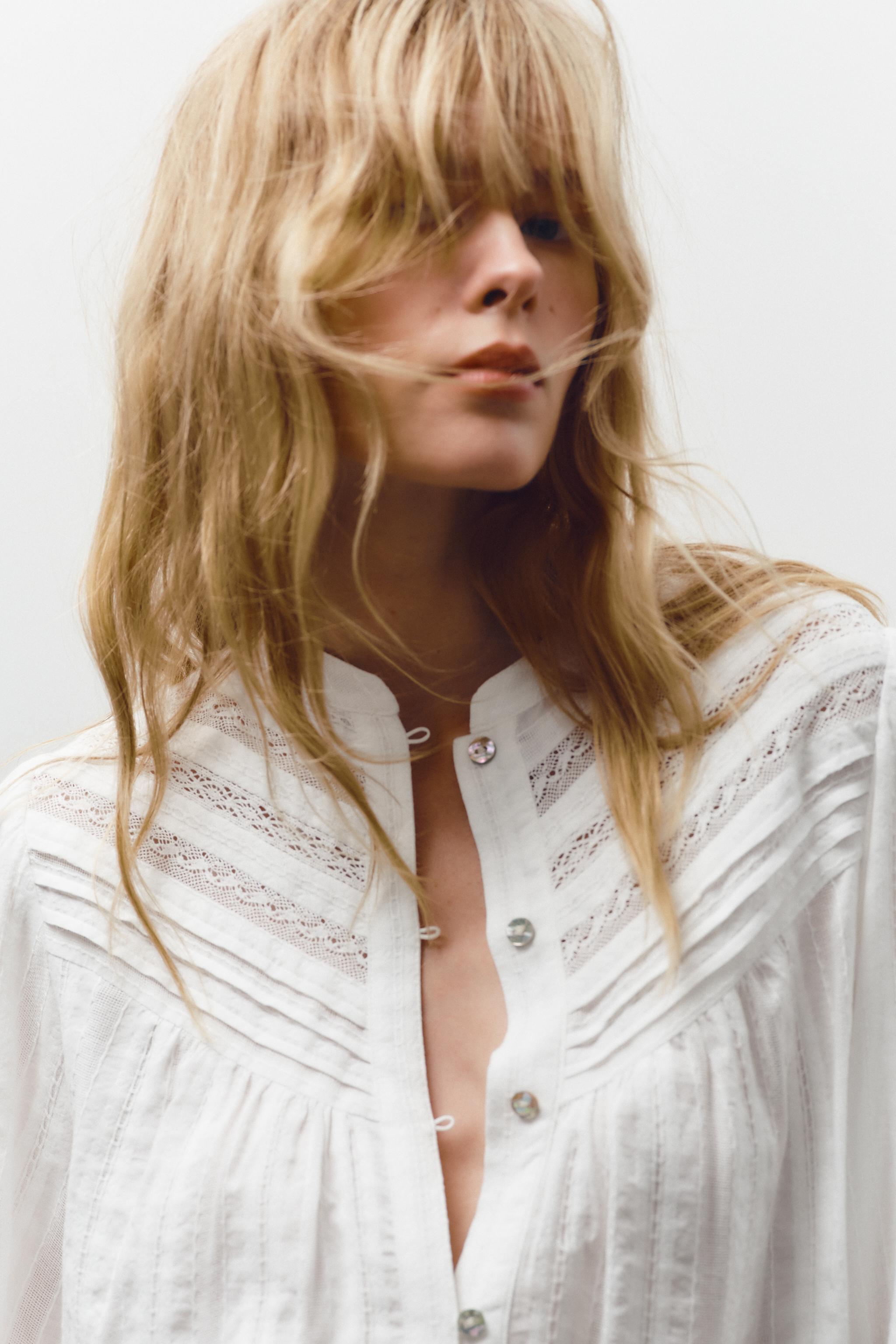 ROMANTIC LACE TRIM BLOUSE - White | ZARA Canada ROMANTIC LACE TRIM BLOUSE - White | ZARA Canada