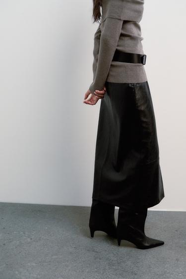 FAUX LEATHER MIDI SKIRT - Black by Zara - Image 5