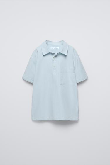 PLAIN SHIRT WITH POCKET - Light blue by Zara