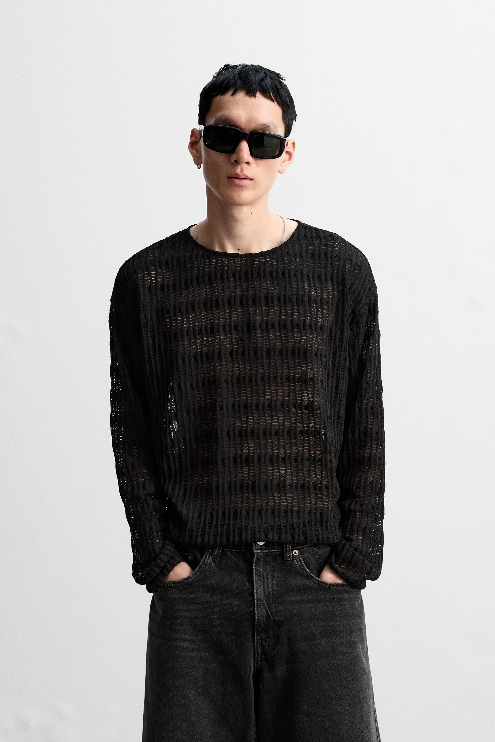 TEXTURED OPEN KNIT SWEATER