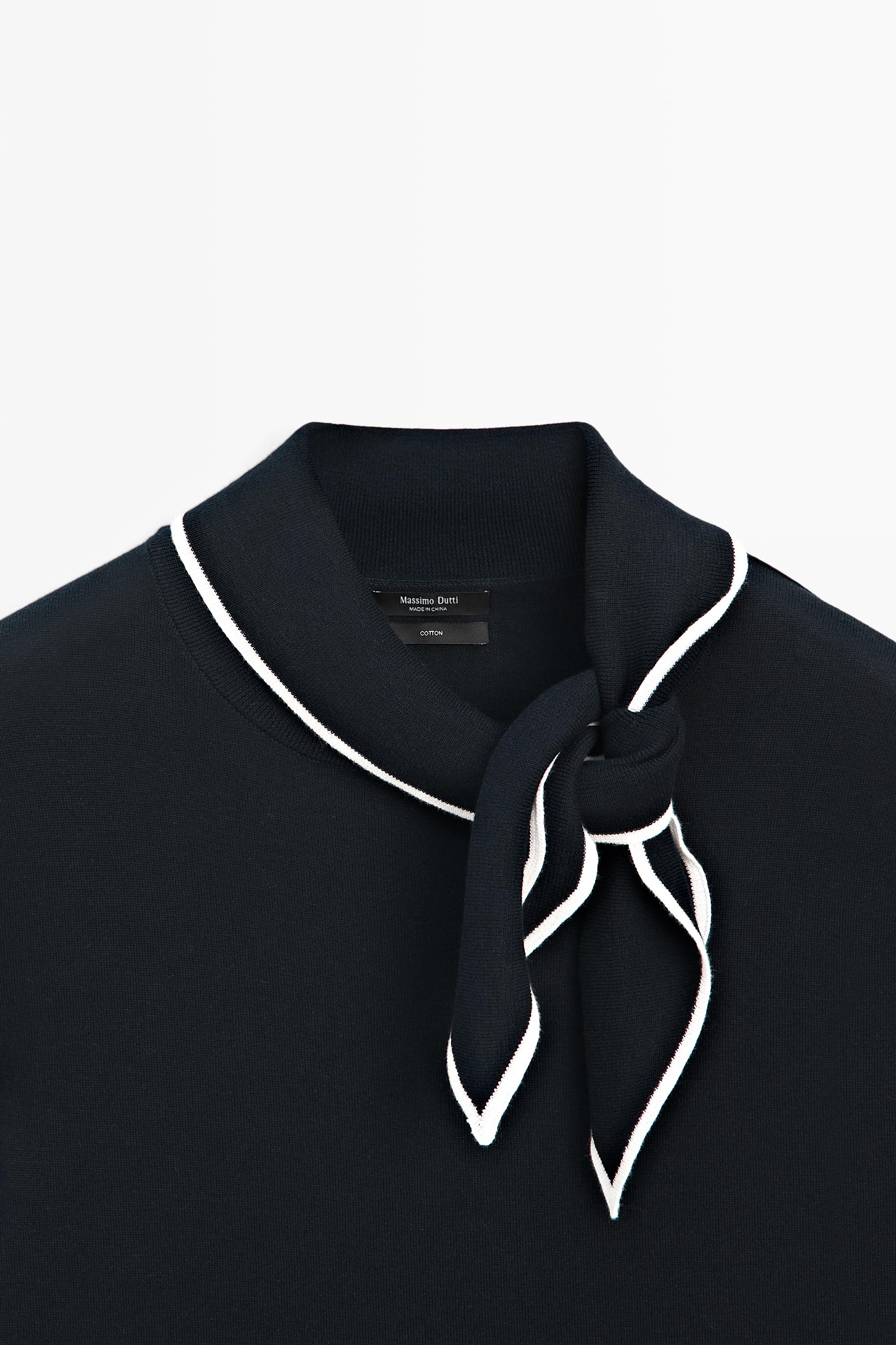 Pull en maille 100 % coton avec détail foulard