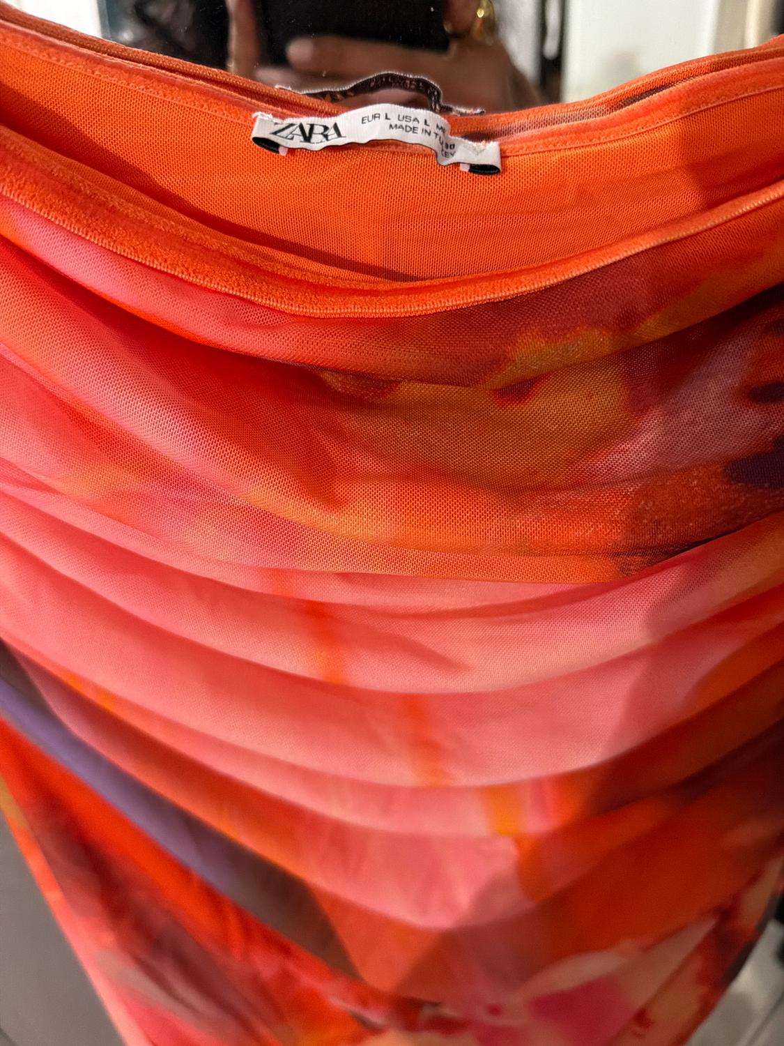 PRINTED STRAPLESS TULLE DRESS - Image 2