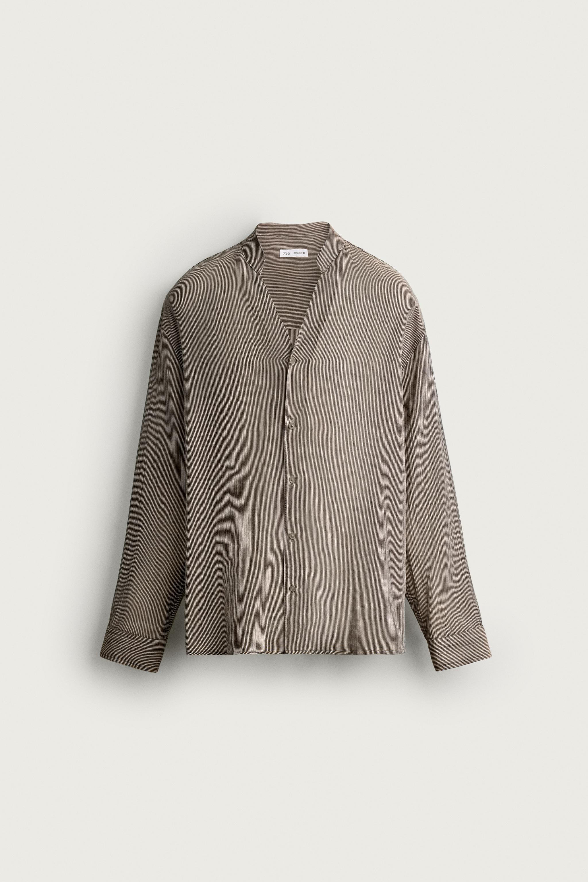 RELAXED FIT STRIPED JACQUARD SHIRT - Brown Stripes | ZARA United