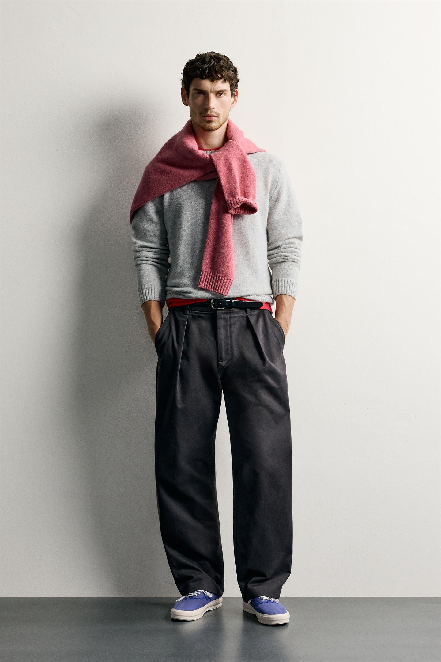 Мужской свитер Zara Regular Fit Wool Blend, цвет: Серый