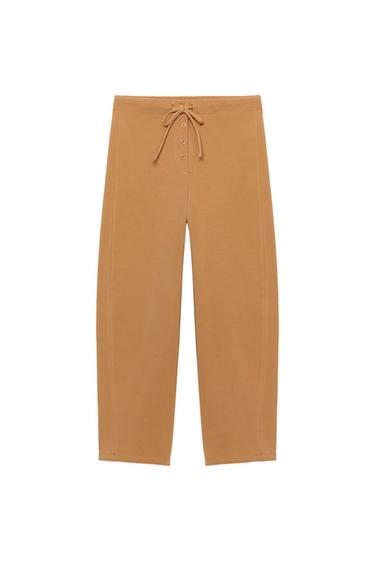 INTERLOCK CARROT FIT TROUSERS - Mid-camel by Zara